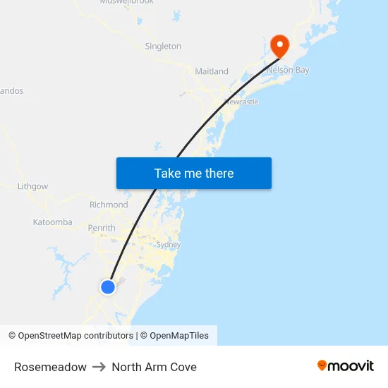 Rosemeadow to North Arm Cove map