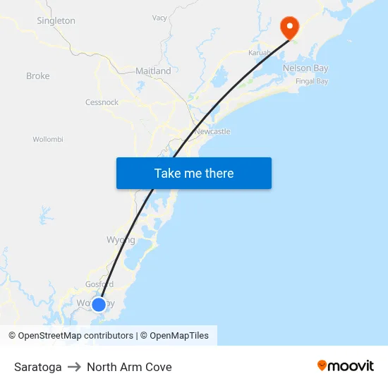 Saratoga to North Arm Cove map