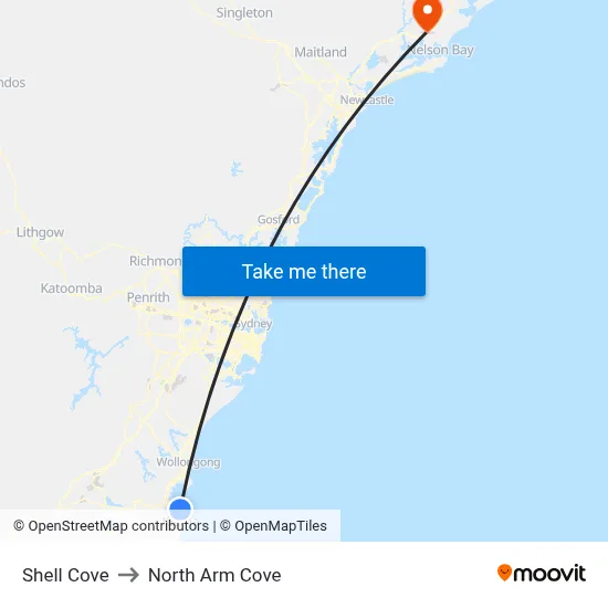Shell Cove to North Arm Cove map