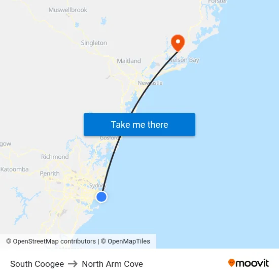 South Coogee to North Arm Cove map