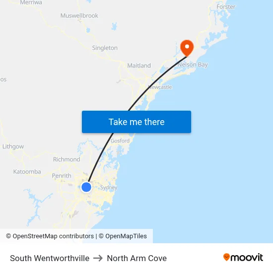 South Wentworthville to North Arm Cove map