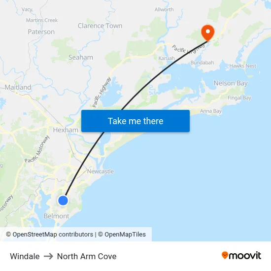 Windale to North Arm Cove map