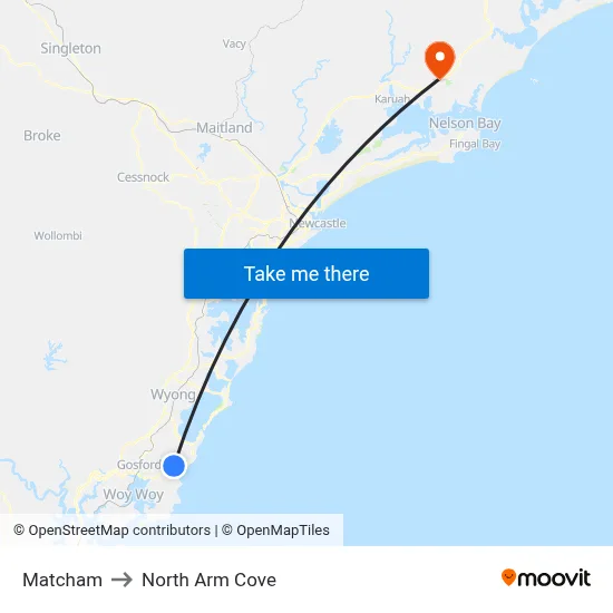 Matcham to North Arm Cove map