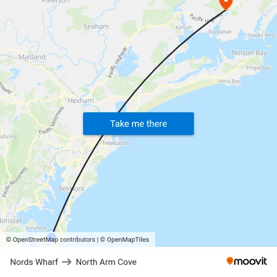 Nords Wharf to North Arm Cove map