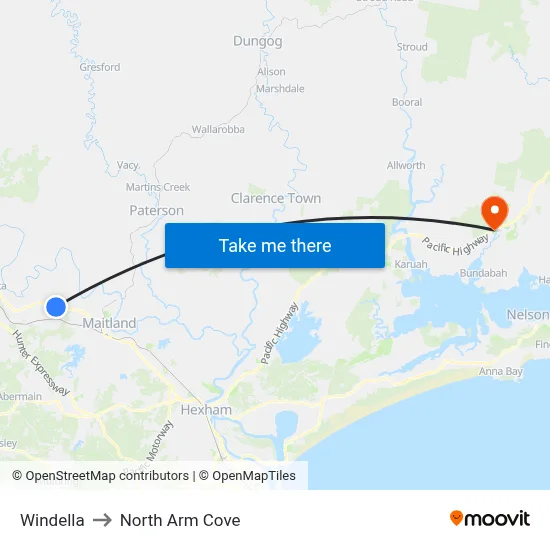 Windella to North Arm Cove map