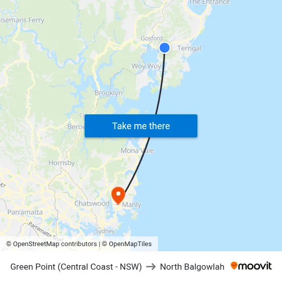 Green Point (Central Coast - NSW) to North Balgowlah map