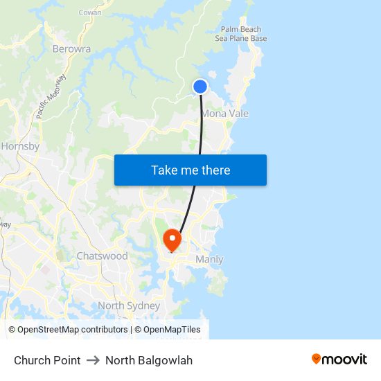 Church Point to North Balgowlah map