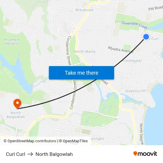 Curl Curl to North Balgowlah map