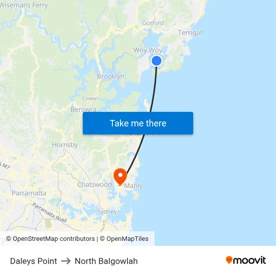 Daleys Point to North Balgowlah map