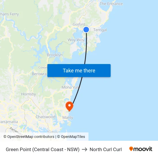 Green Point (Central Coast - NSW) to North Curl Curl map