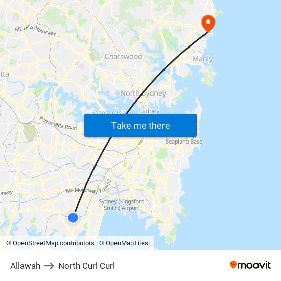 Allawah to North Curl Curl map