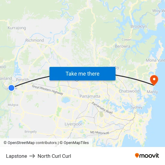 Lapstone to North Curl Curl map