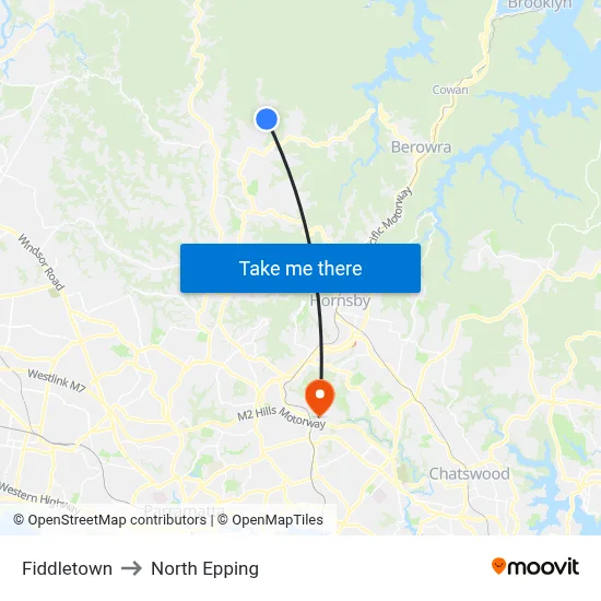 Fiddletown to North Epping map