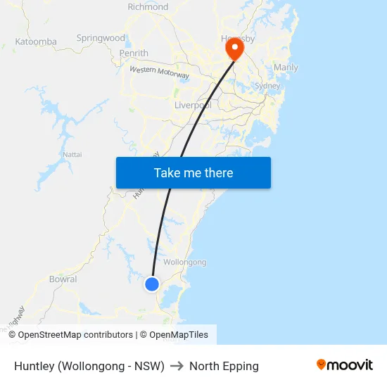 Huntley (Wollongong - NSW) to North Epping map