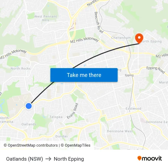 Oatlands (NSW) to North Epping map
