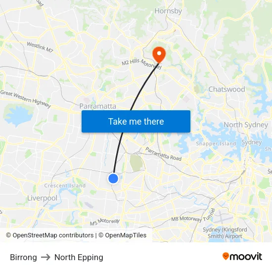 Birrong to North Epping map