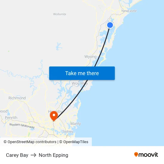 Carey Bay to North Epping map