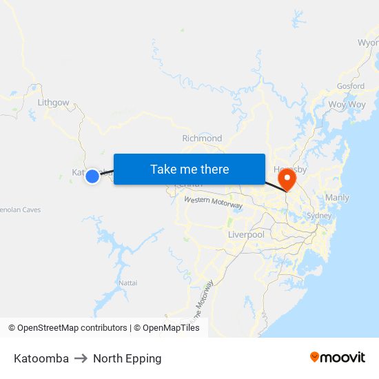 Katoomba to North Epping map