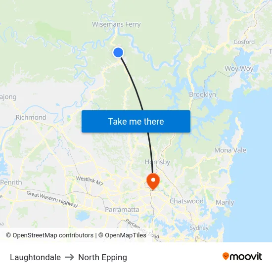 Laughtondale to North Epping map