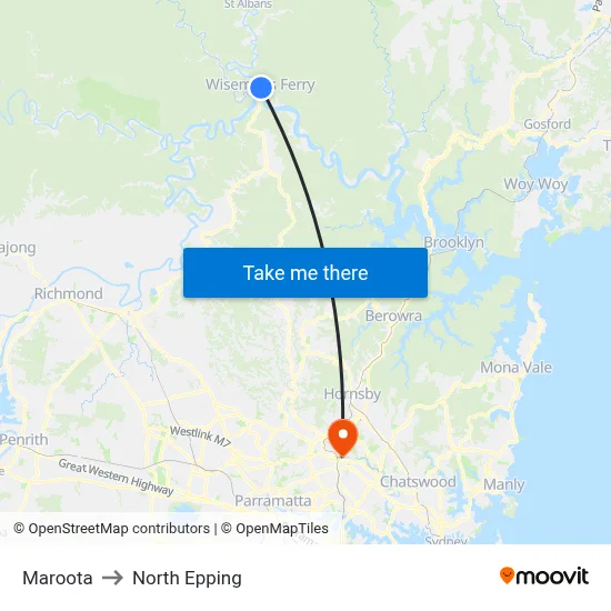 Maroota to North Epping map