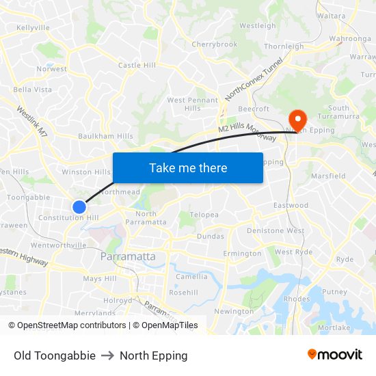 Old Toongabbie to North Epping map