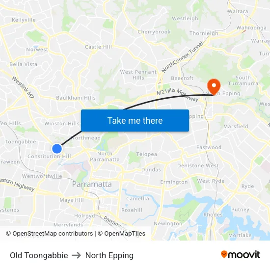 Old Toongabbie to North Epping map