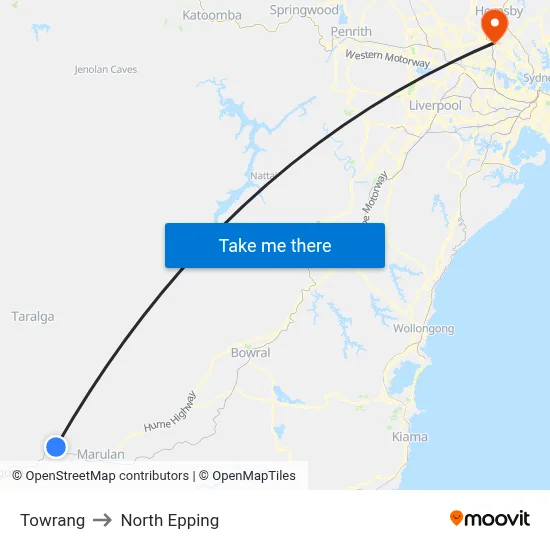 Towrang to North Epping map