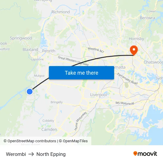 Werombi to North Epping map