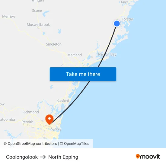 Coolongolook to North Epping map