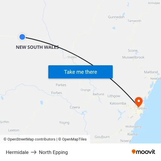 Hermidale to North Epping map