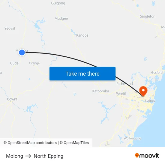 Molong to North Epping map