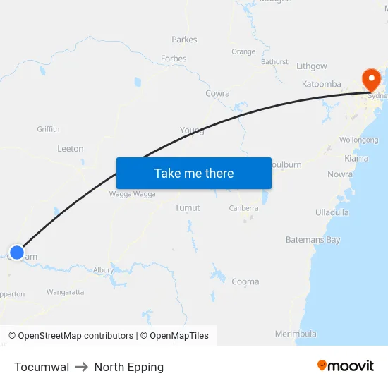 Tocumwal to North Epping map