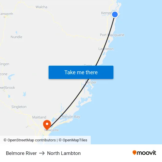 Belmore River to North Lambton map