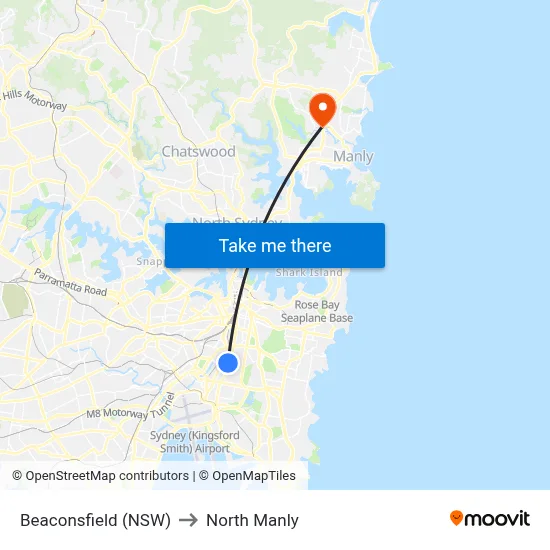 Beaconsfield (NSW) to North Manly map