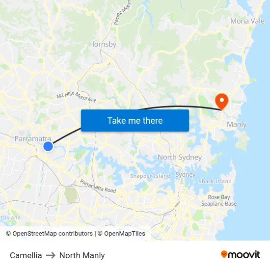 Camellia to North Manly map