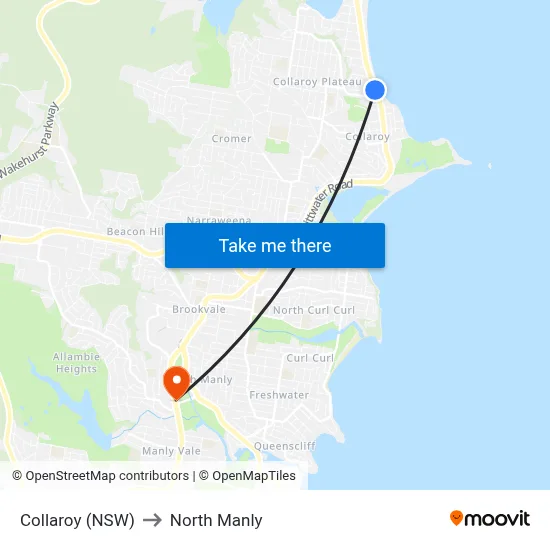 Collaroy (NSW) to North Manly map