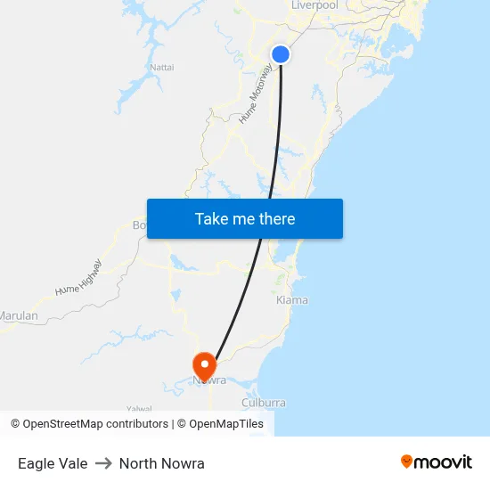 Eagle Vale to North Nowra map