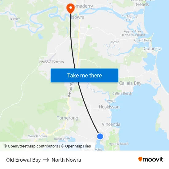 Old Erowal Bay to North Nowra map