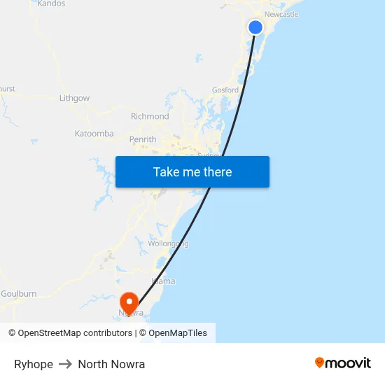 Ryhope to North Nowra map