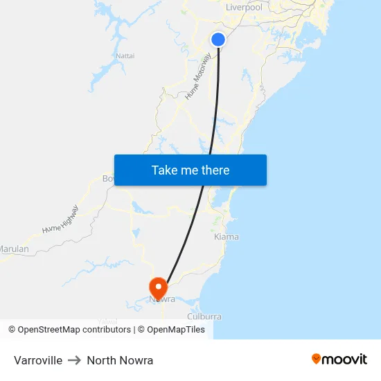 Varroville to North Nowra map