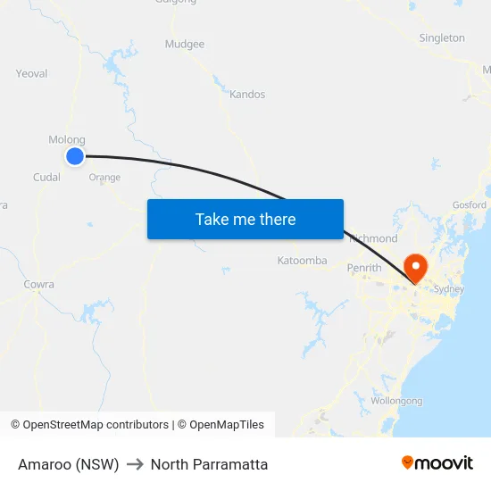 Amaroo (NSW) to North Parramatta map