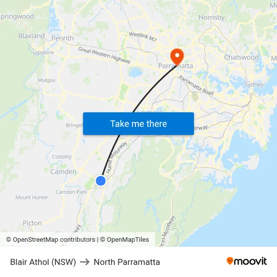 Blair Athol (NSW) to North Parramatta map