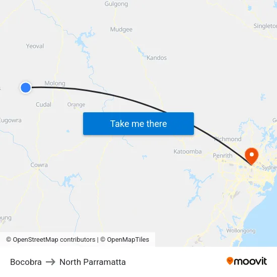Bocobra to North Parramatta map