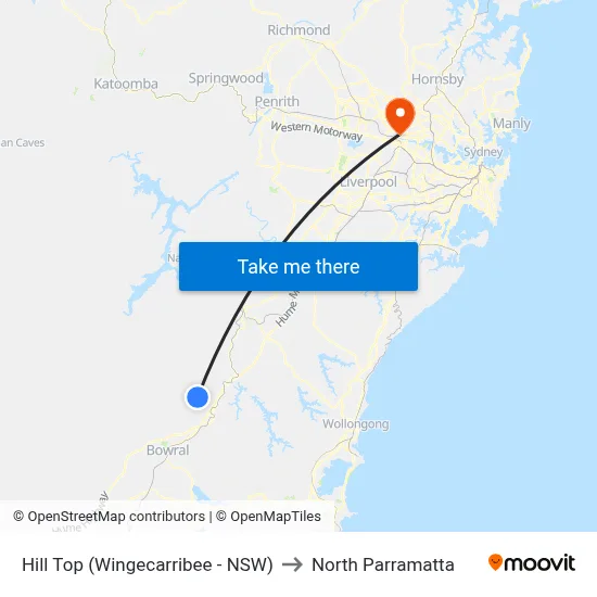 Hill Top (Wingecarribee - NSW) to North Parramatta map