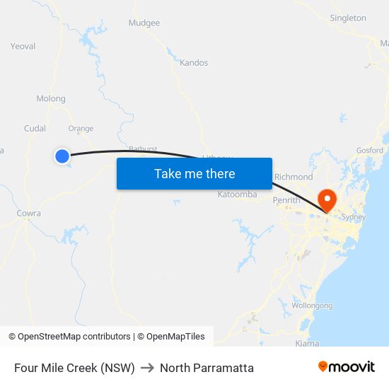 Four Mile Creek (NSW) to North Parramatta map