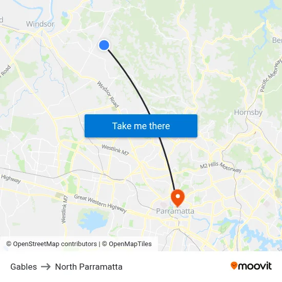 Gables to North Parramatta map