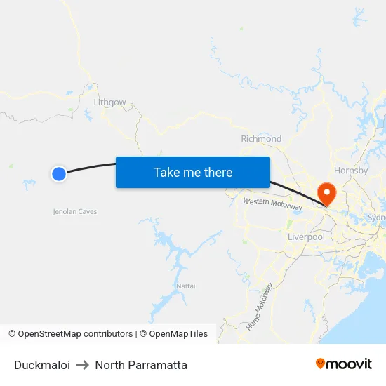Duckmaloi to North Parramatta map