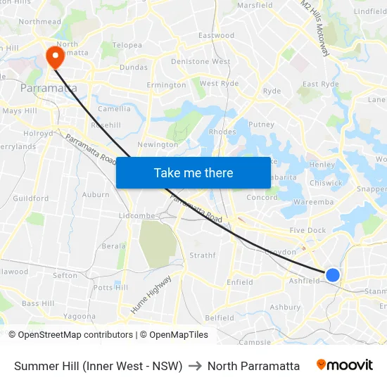 Summer Hill (Inner West - NSW) to North Parramatta map
