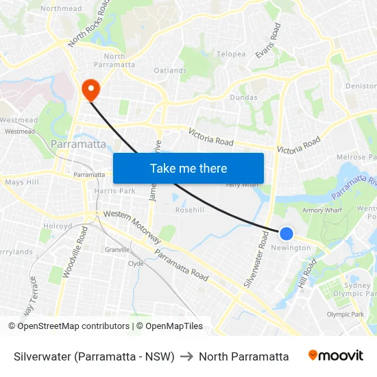 Silverwater (Parramatta - NSW) to North Parramatta map