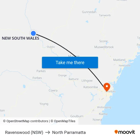 Ravenswood (NSW) to North Parramatta map